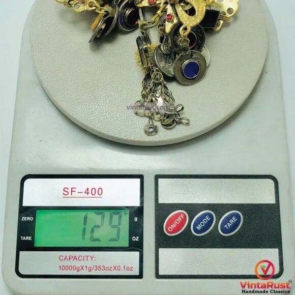 Tribal Necklace with Colorful Stones, Gypsy Belly Dance Necklace, Afghan Kuchi - Picture 9 of 9